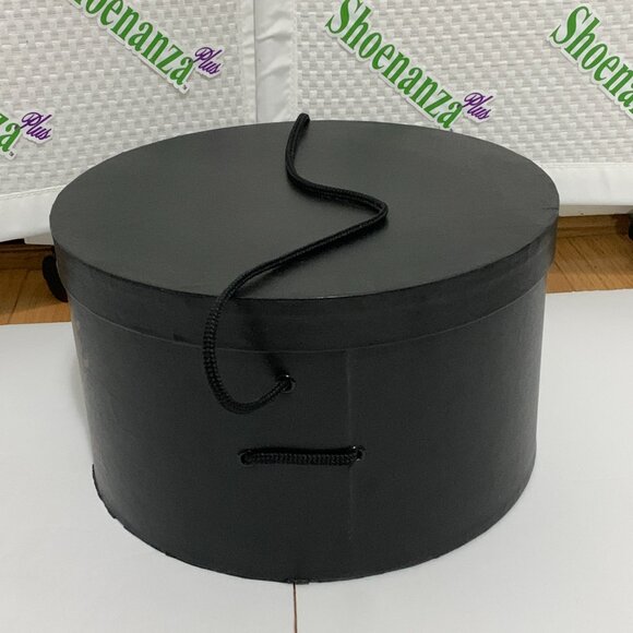 Vintage Goorin Bros Cardboard Hat Box Strap Storage Container Paper Black Gold - Picture 3 of 16